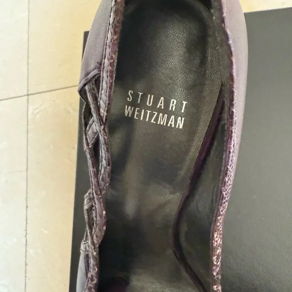 Stuart Weitzman Dark Purple Peep-Toe Heels - Picture 10 of 16